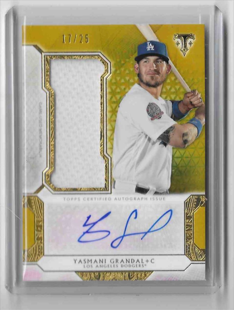 2018 Topps Triple Threads Unity Autograph Jumbo Relics UAJR-YGL Yasmai Grandal Gold